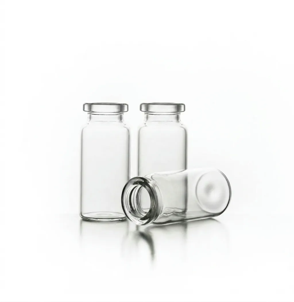 Clear scientific glass vials