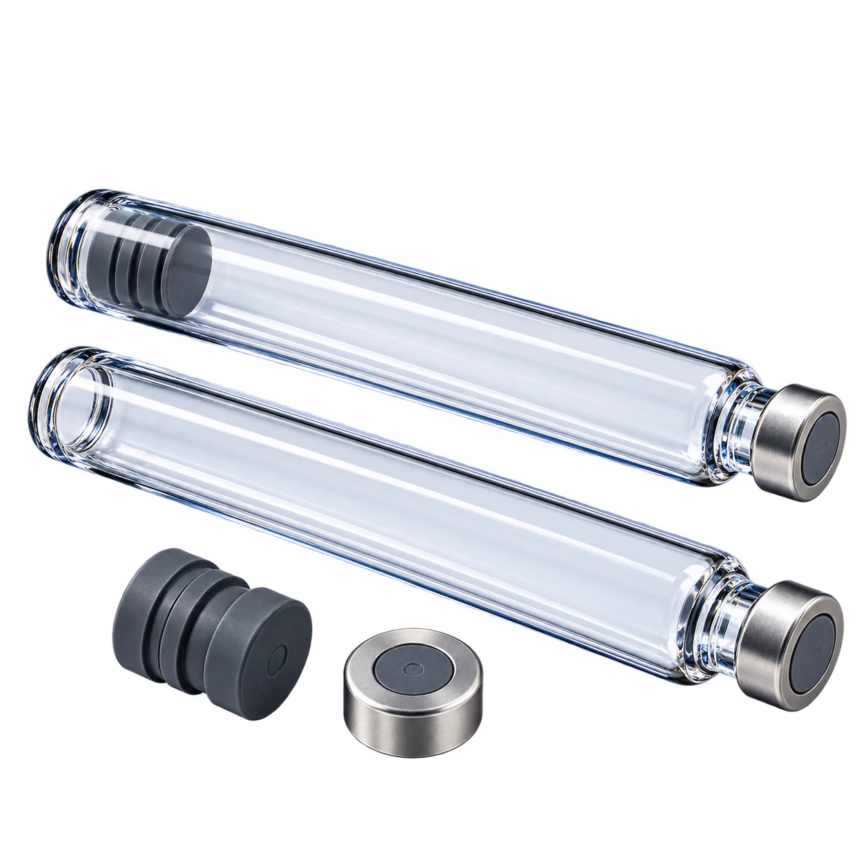 Glass cartridges with closures